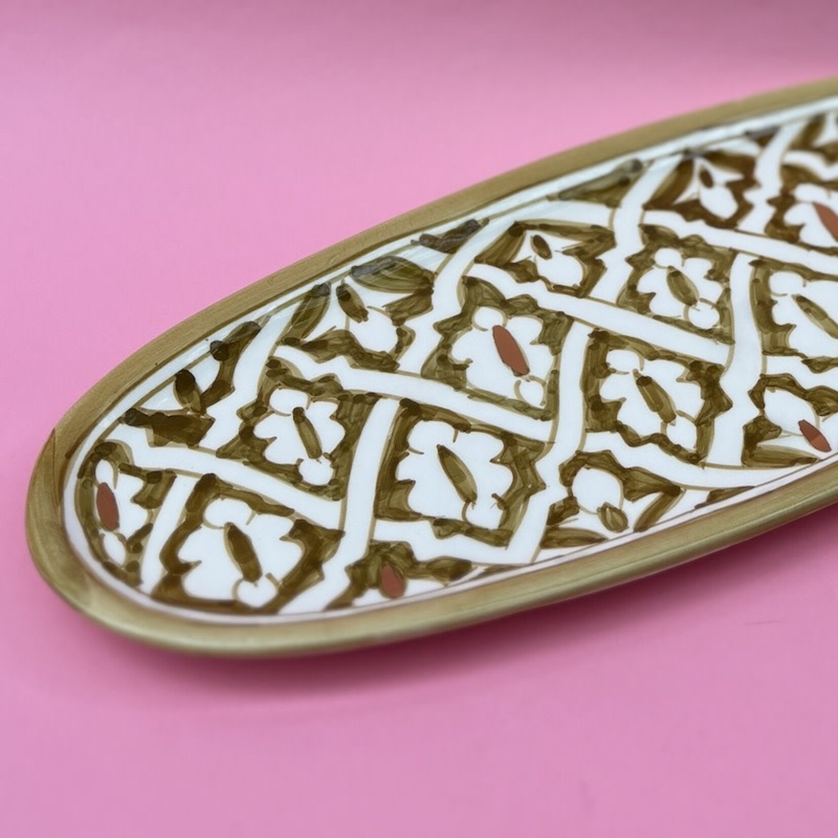 Chabi Chic Chabi Chic - ovale tray - kaki bloemen
