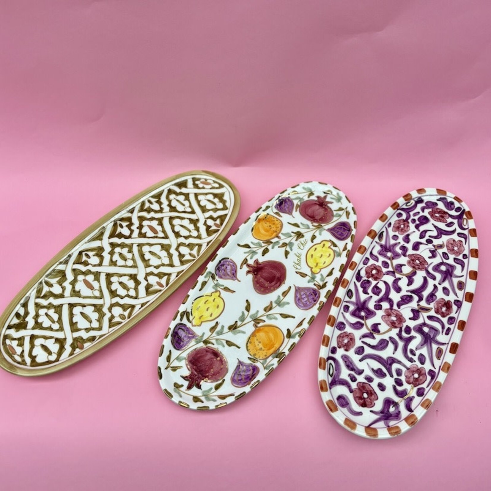 Chabi Chic Chabi Chic - ovale tray - kaki bloemen