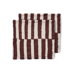HKliving HKliving katoenen servetten - striped burgundy, set van 2