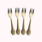 Vorken set zeeschelp - stainless steel - goud