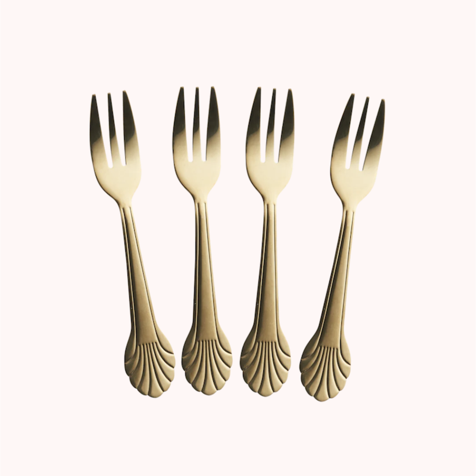Vorken set zeeschelp - stainless steel - goud