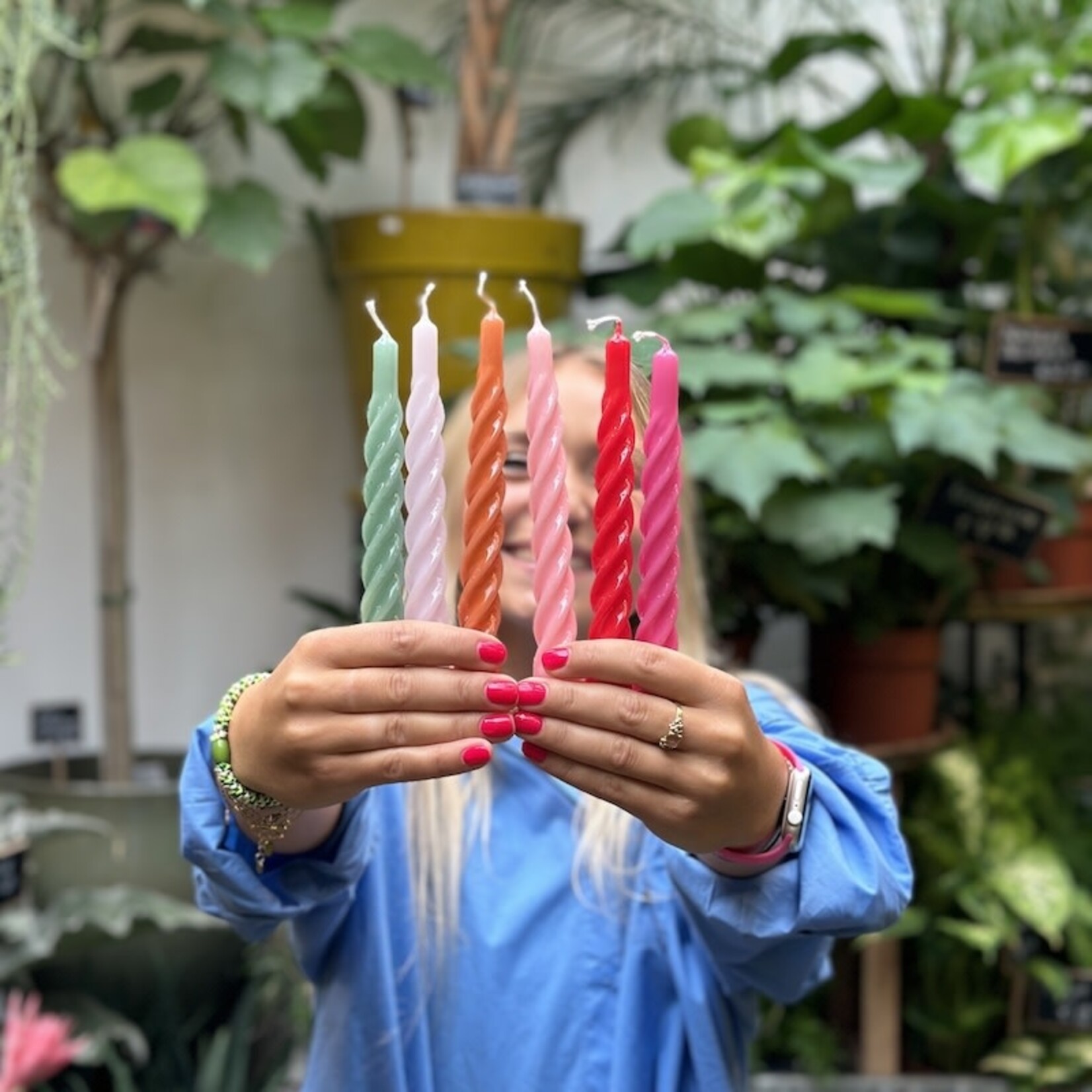 Kaars spiraal - fuchsia