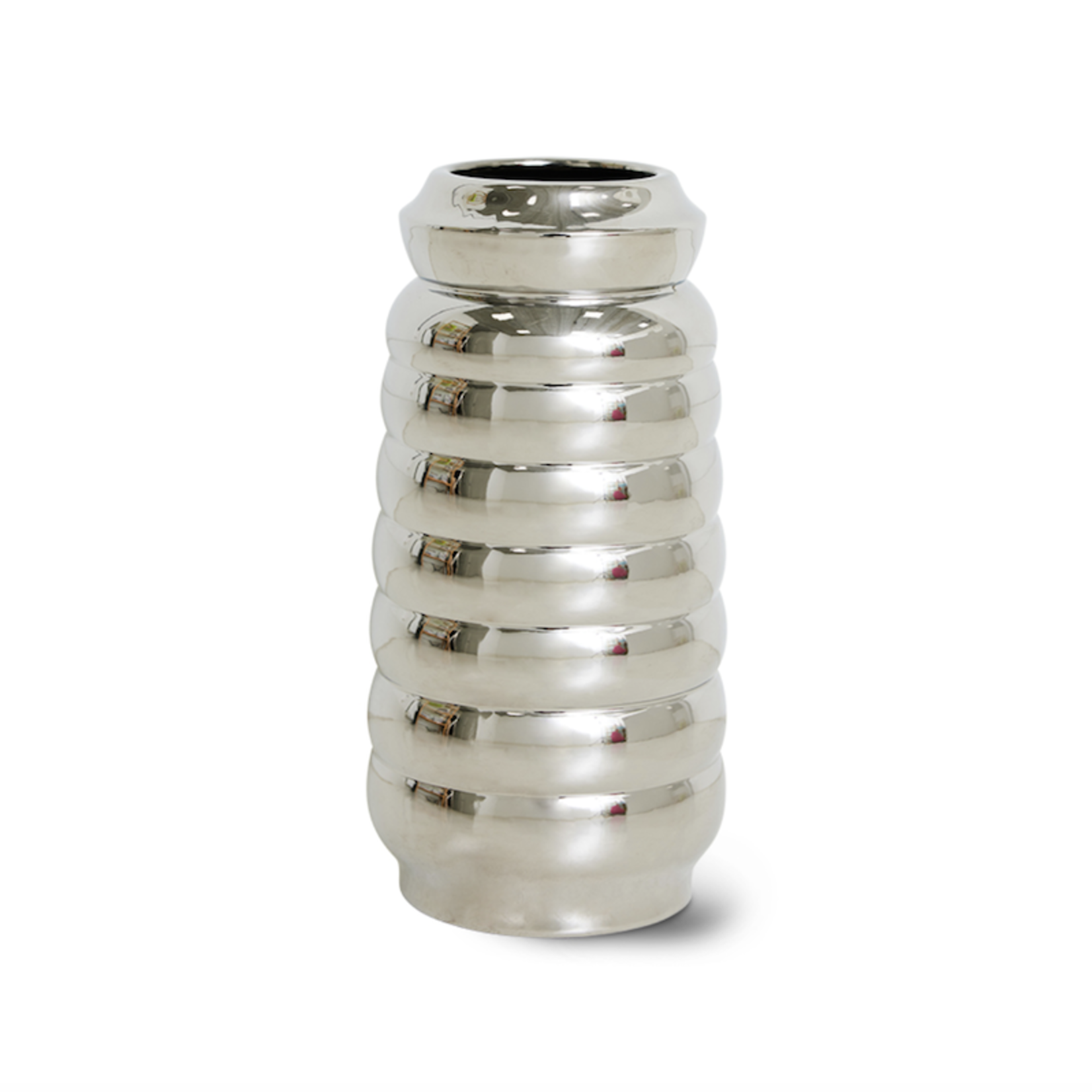 HKliving HKliving Ceramic ribble vase - chrome