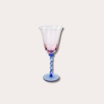 Wijn glas - blauw, roze