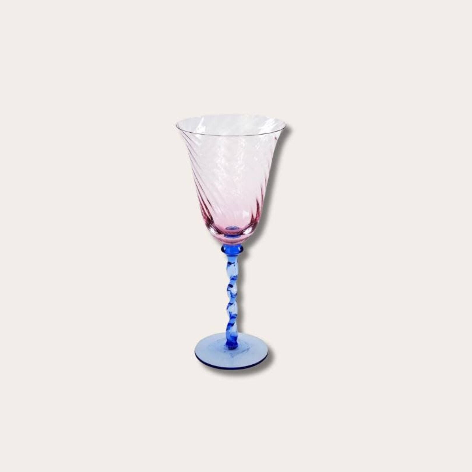 Wijn glas - blauw, roze