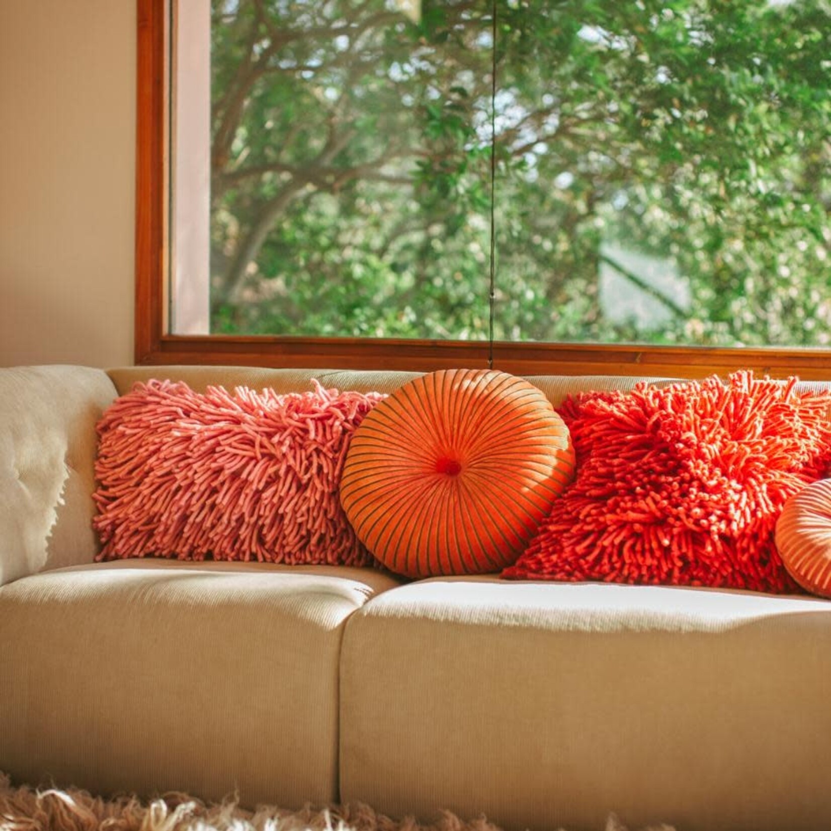 HKliving HKliving round ripple cushion sienna