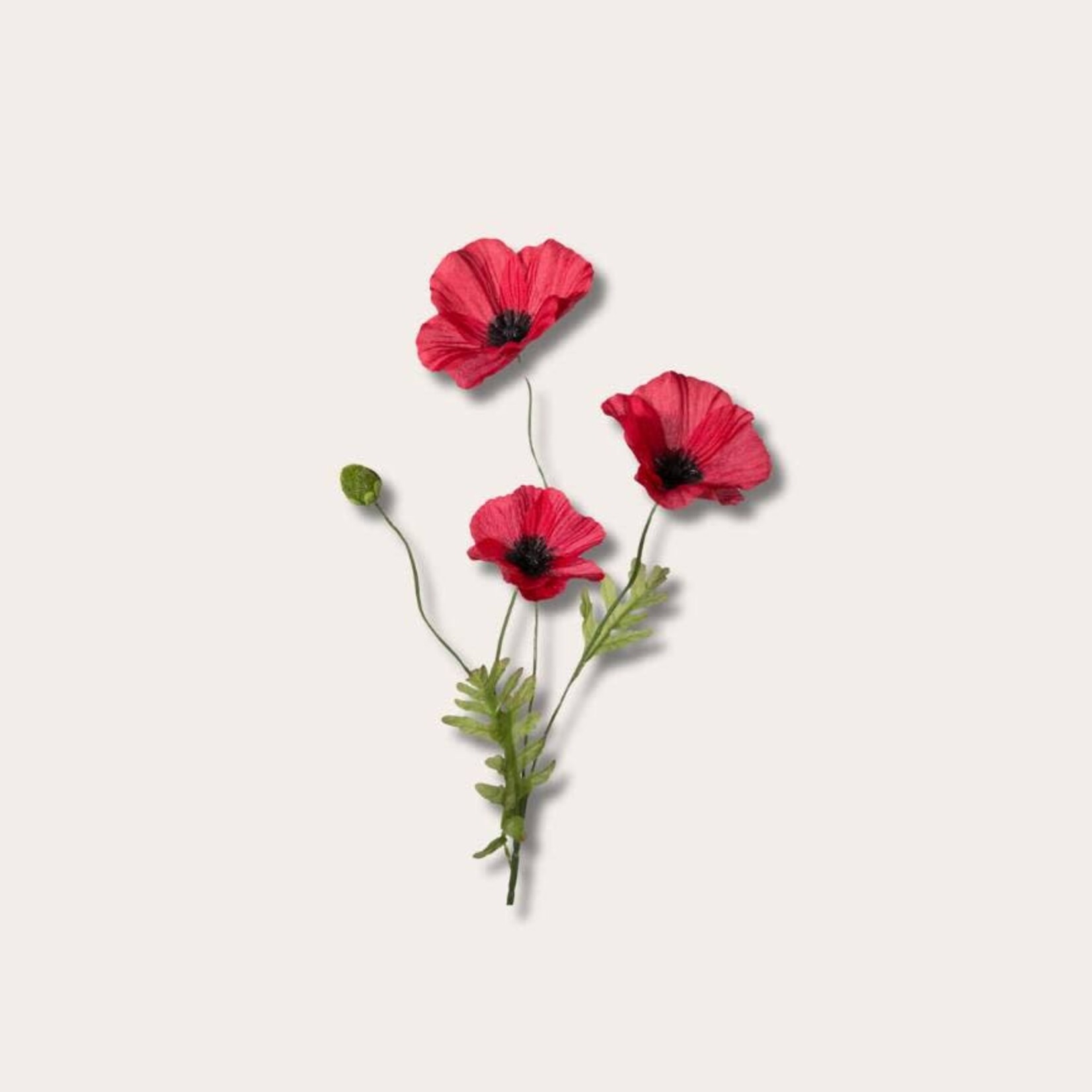 Zijden bloem - Poppy Spray - rood