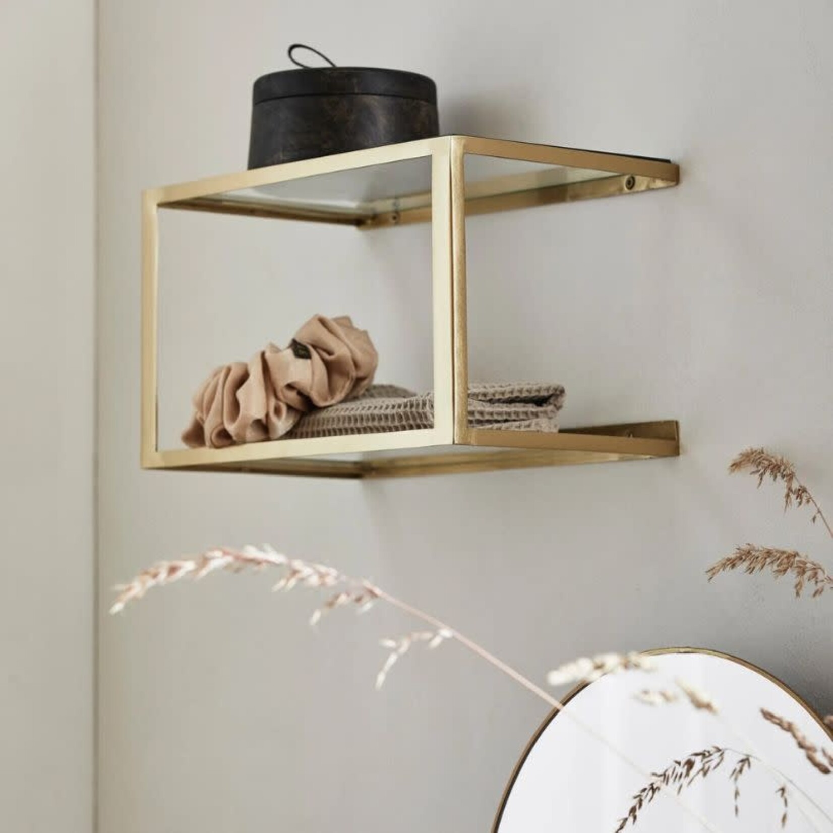 Glazen wand kastje - goud