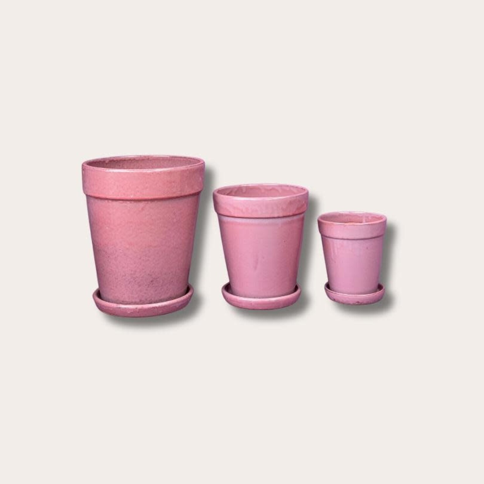 Geglazuurde potten met schotel - paars