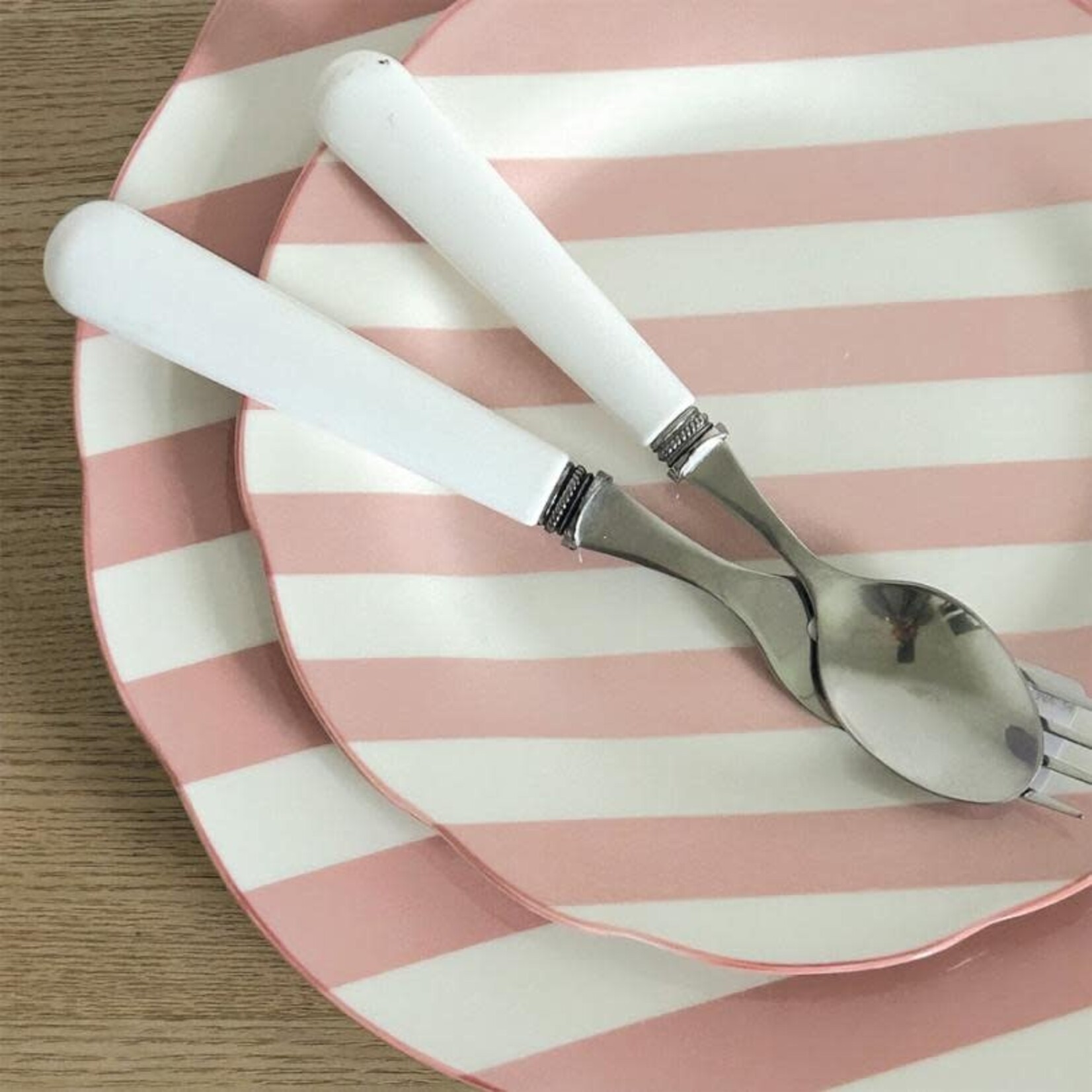 Ontbijtbord - Roze streep