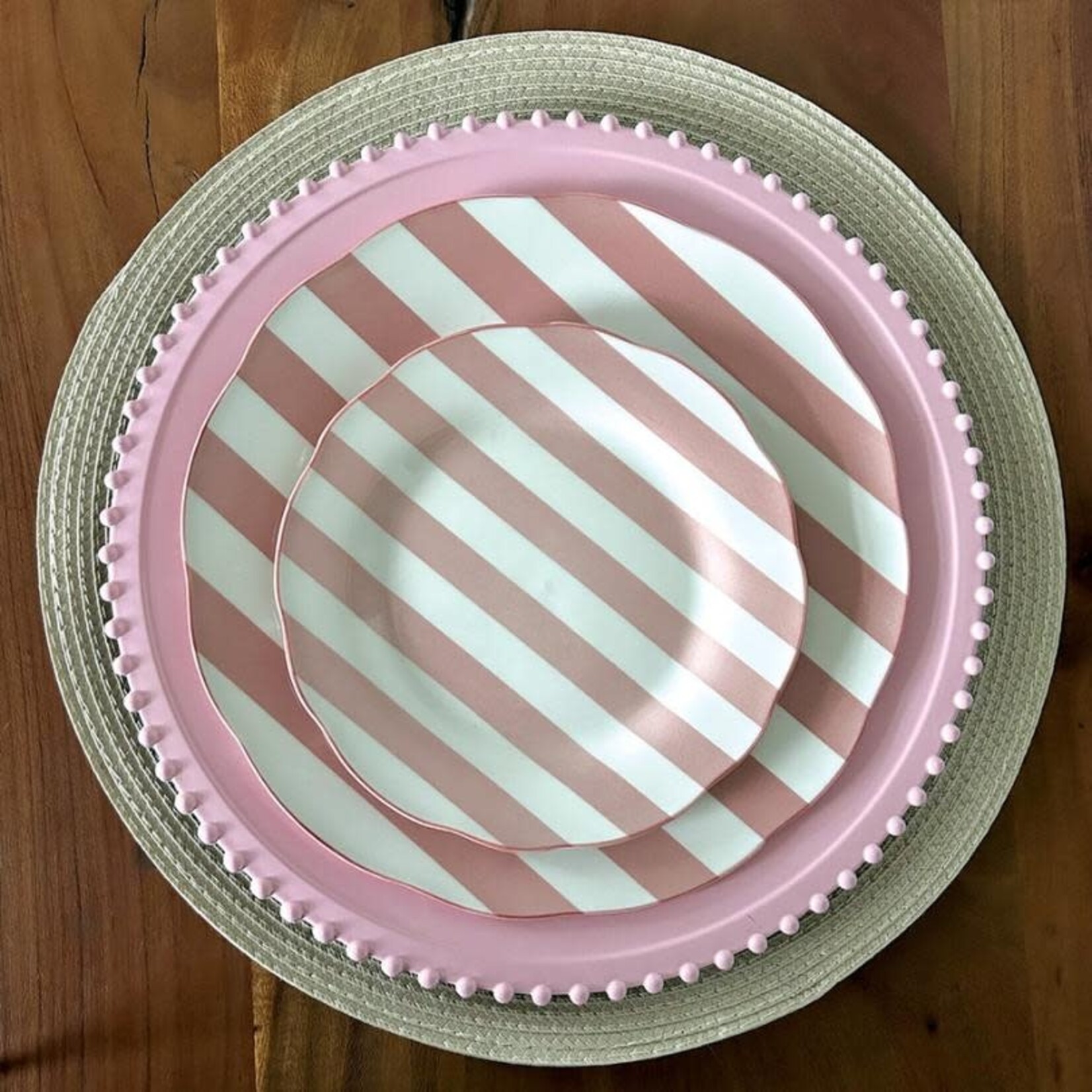 Dinerbord - Roze streep