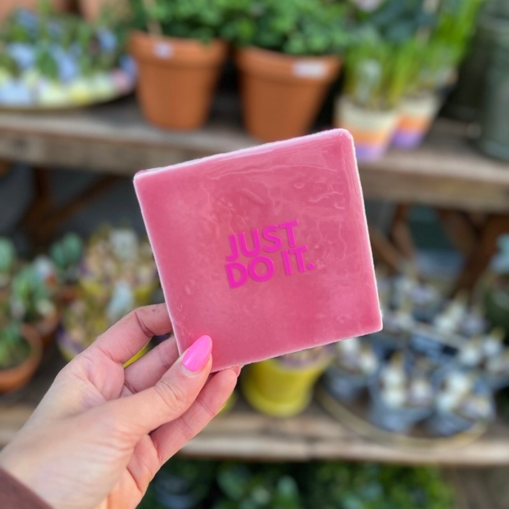 Tegeltje - Just do it - roze