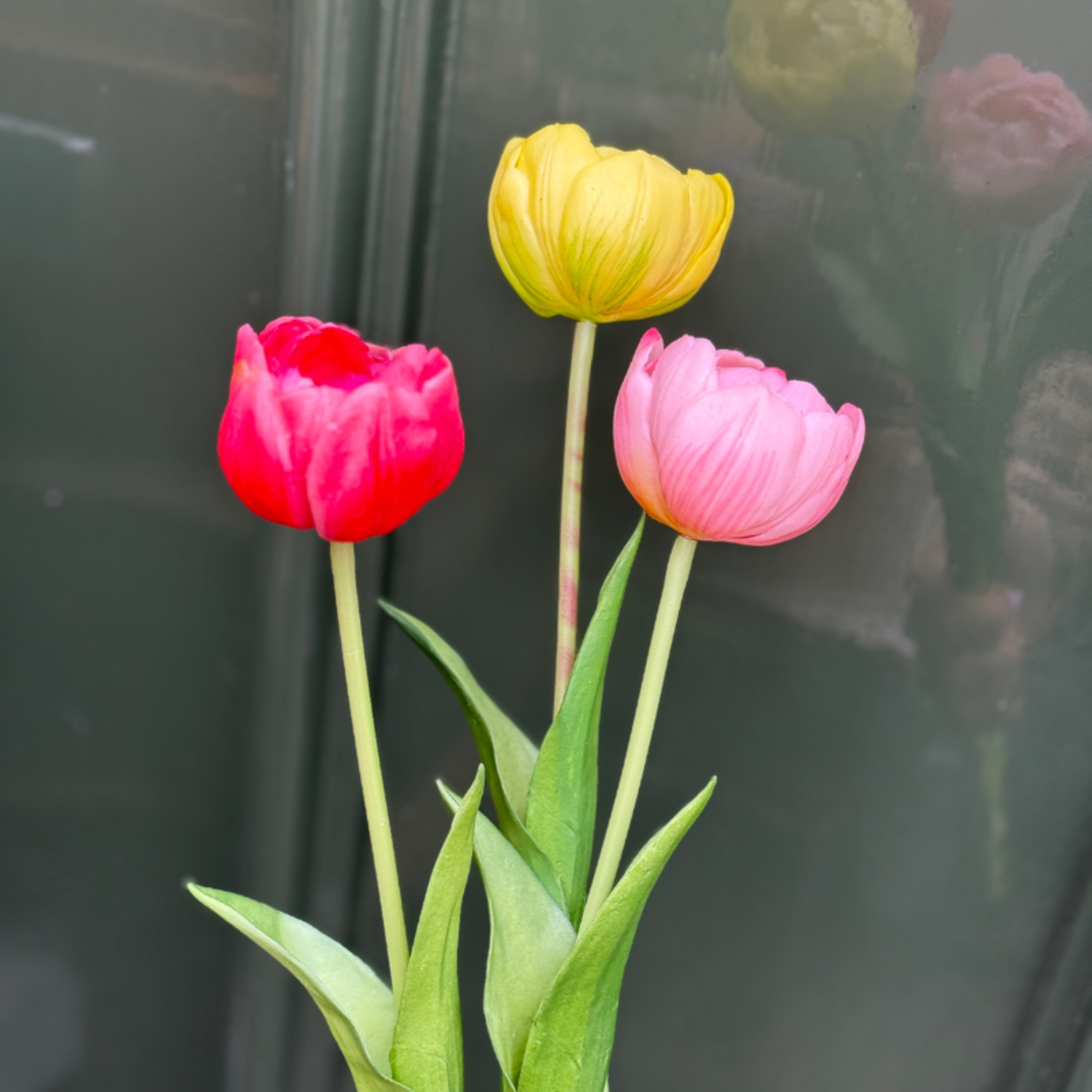 Zijden bloem - enkele tulp geel