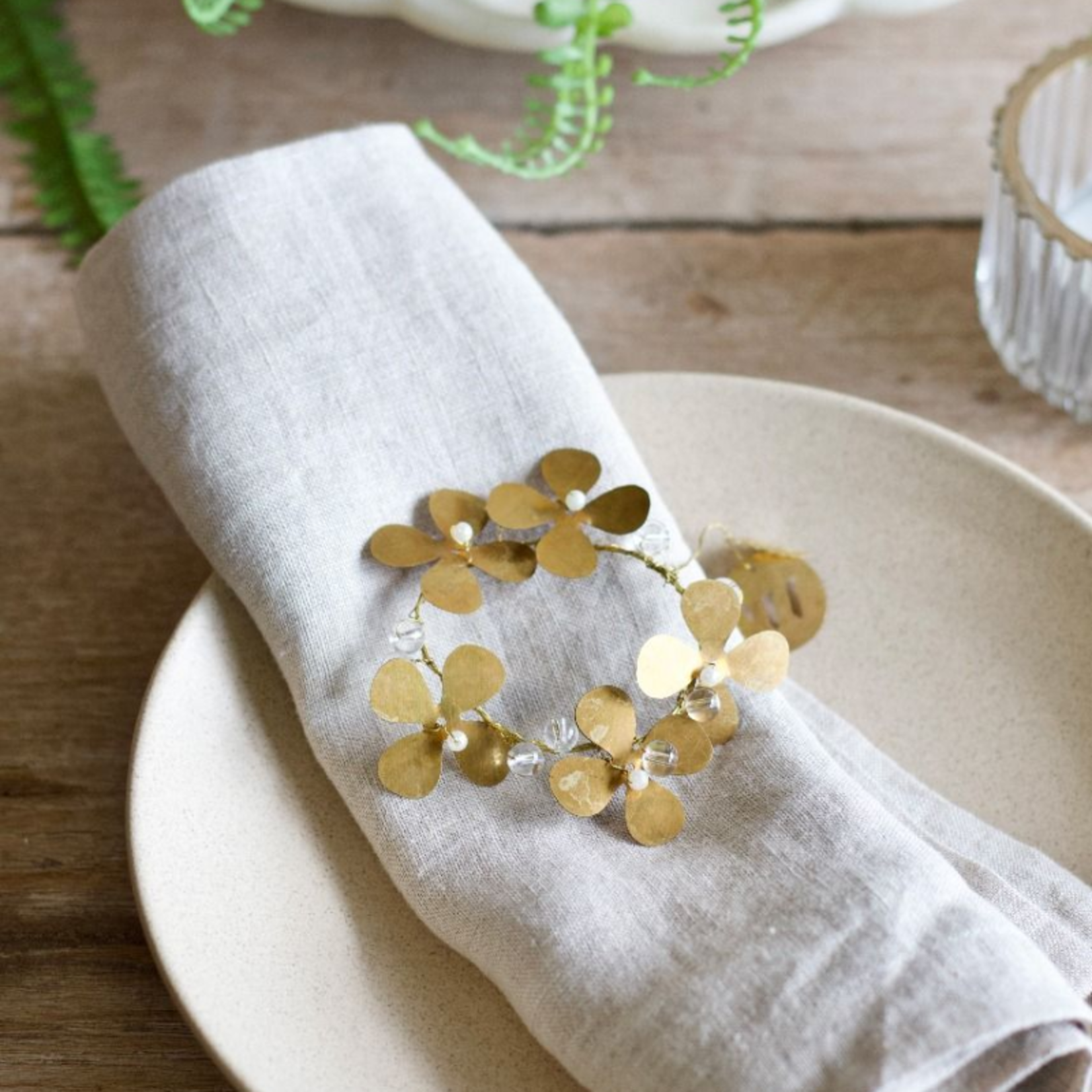 Servetring flori - messing