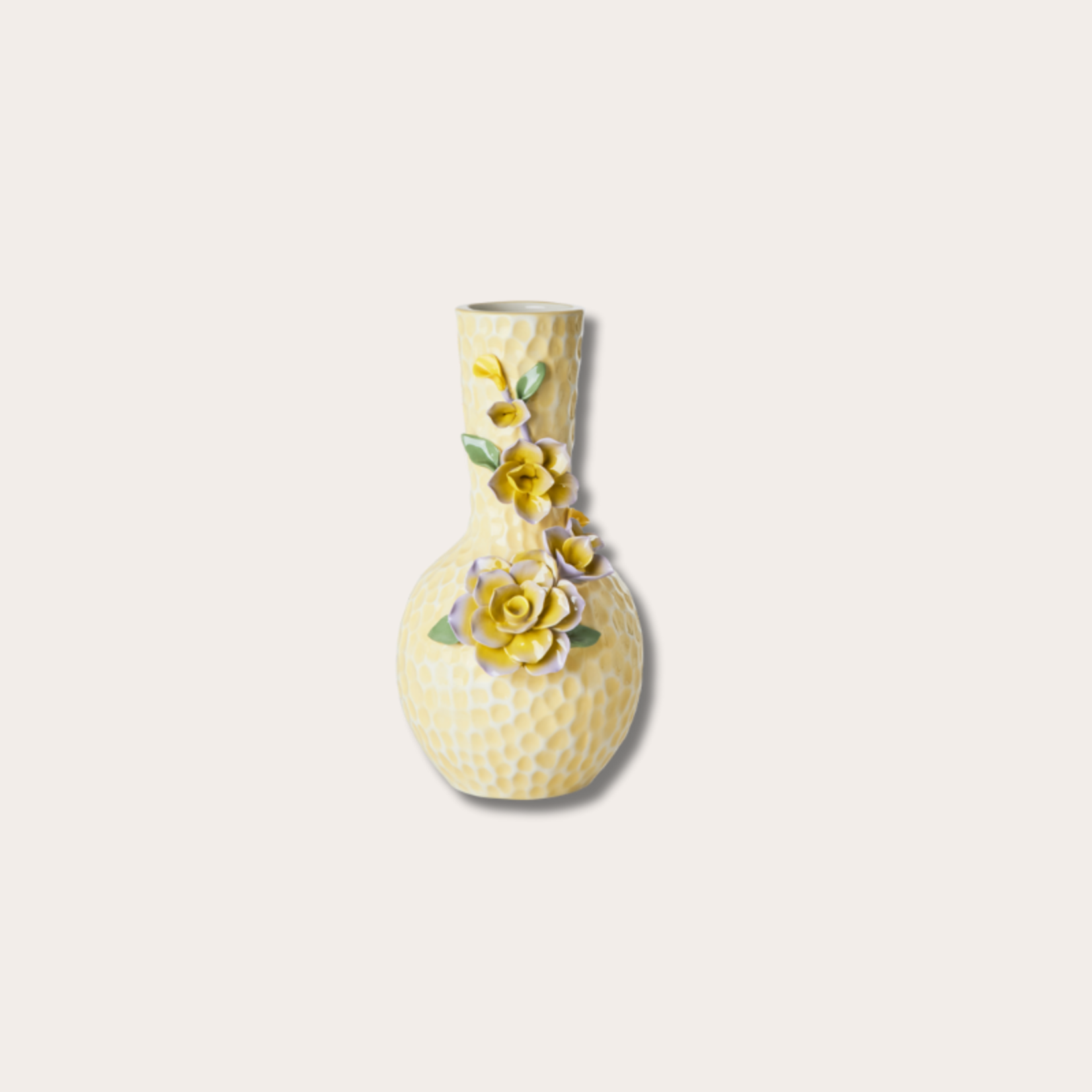 Keramieken vaas bloemen - geel