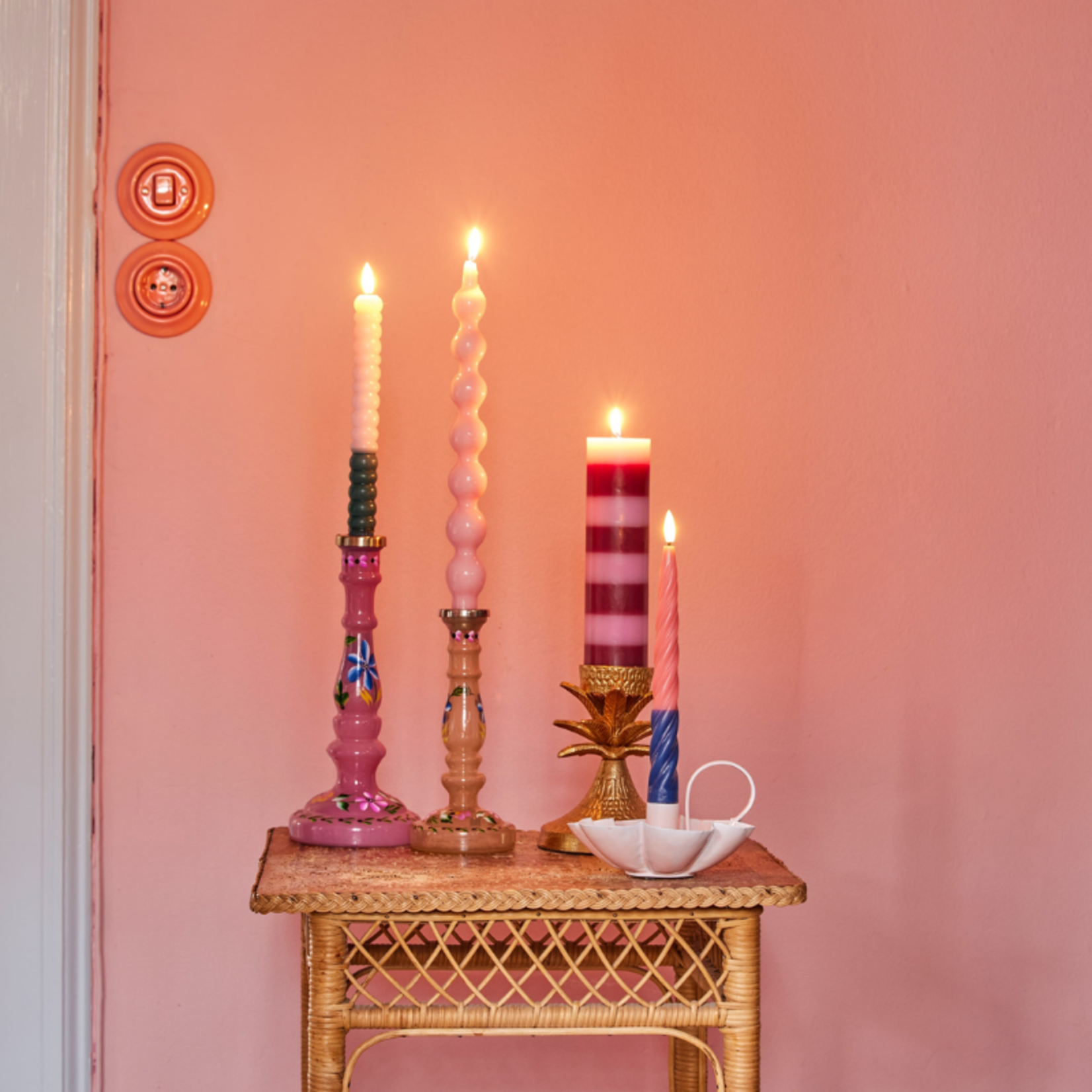 Ledkaars swirl - groen, roze