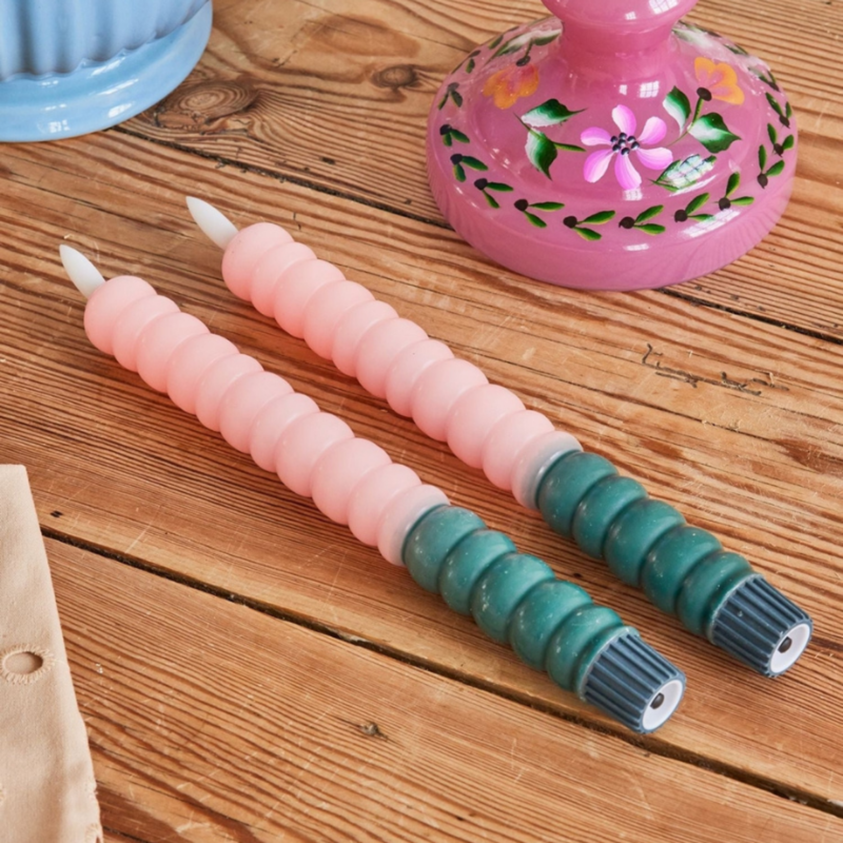 Ledkaars swirl - groen, roze