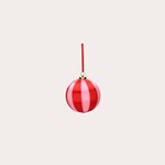 Kerstbal strepen - Roze/rood