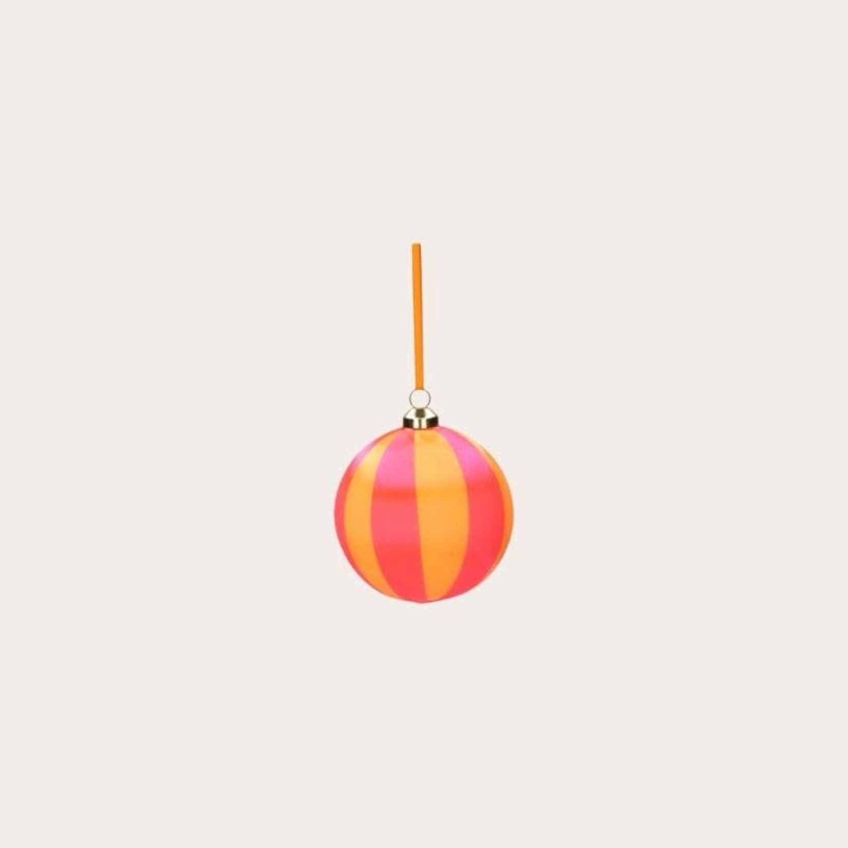 Kerstbal strepen - Oranje/roze