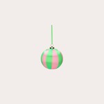 Kerstbal strepen - Groen/roze
