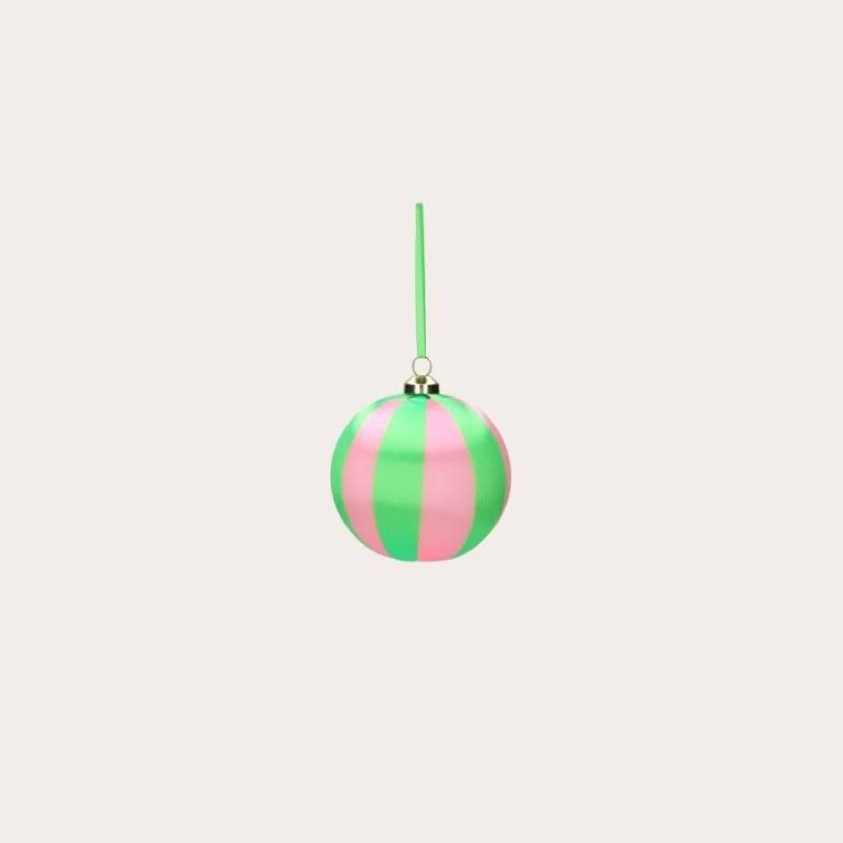 Kerstbal strepen - Groen/roze