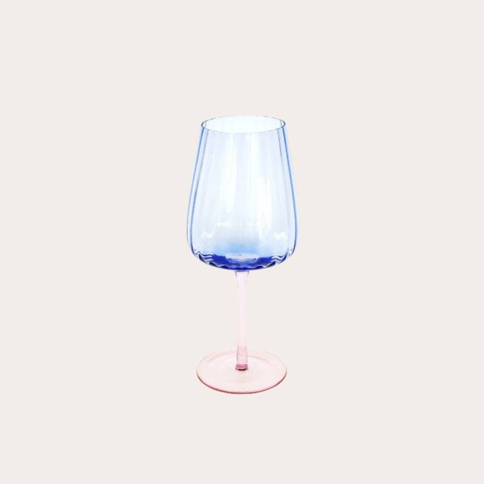 Wijnglas - roze/blauw