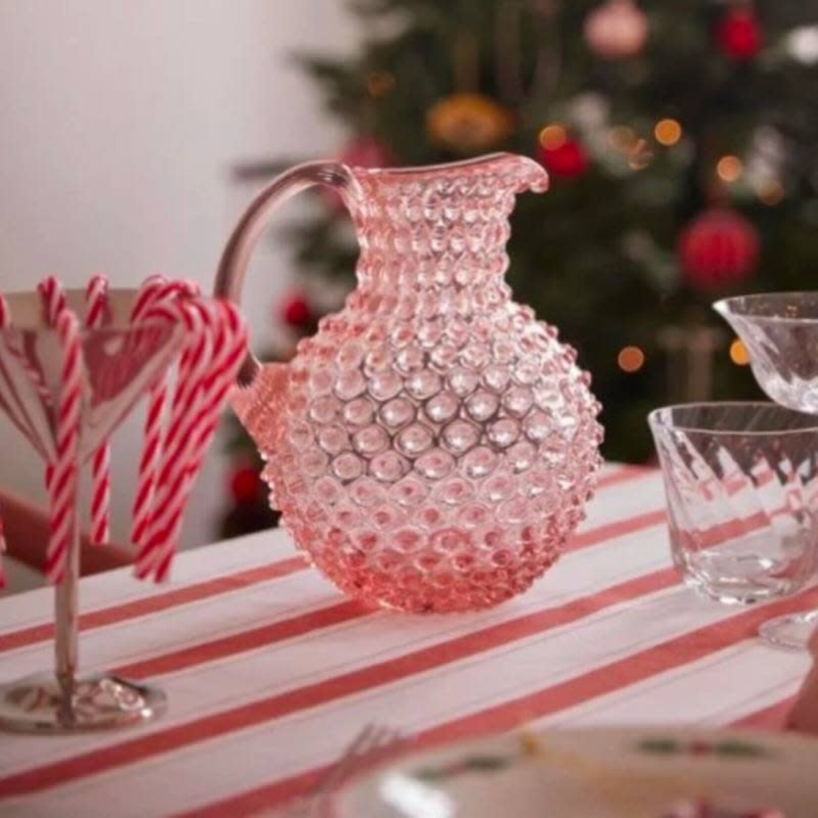 Kristallen karaf rond - Roze 2L