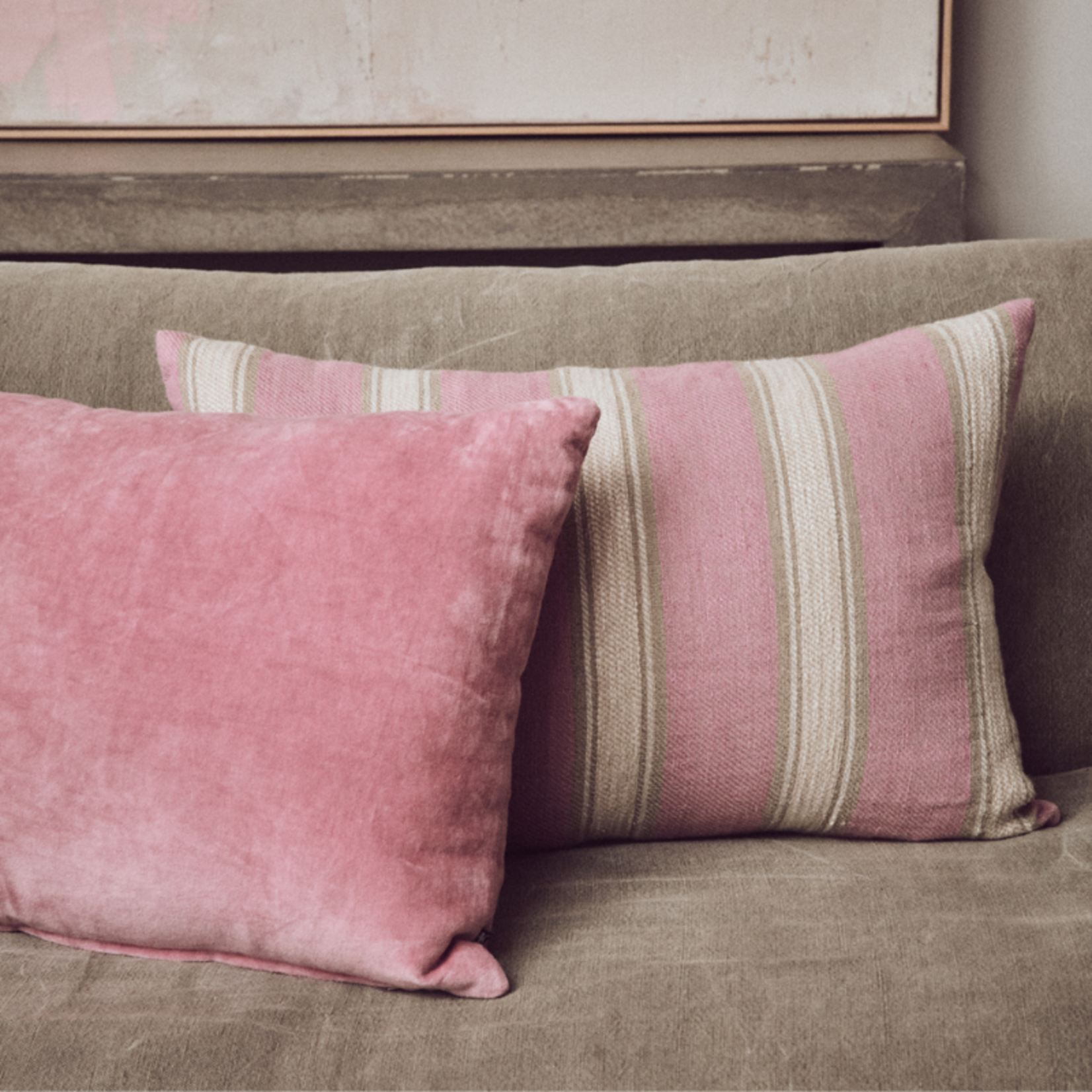 HKliving HKliving Woven striped cushion blush