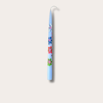 Kaars bloemen lang - blauw