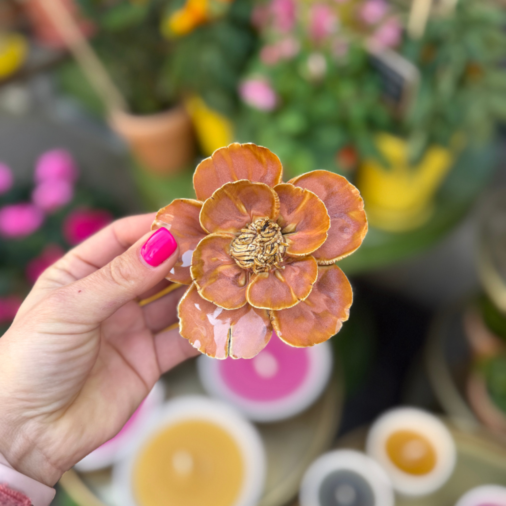 Keramieken bloem - Lotus - Terracotta