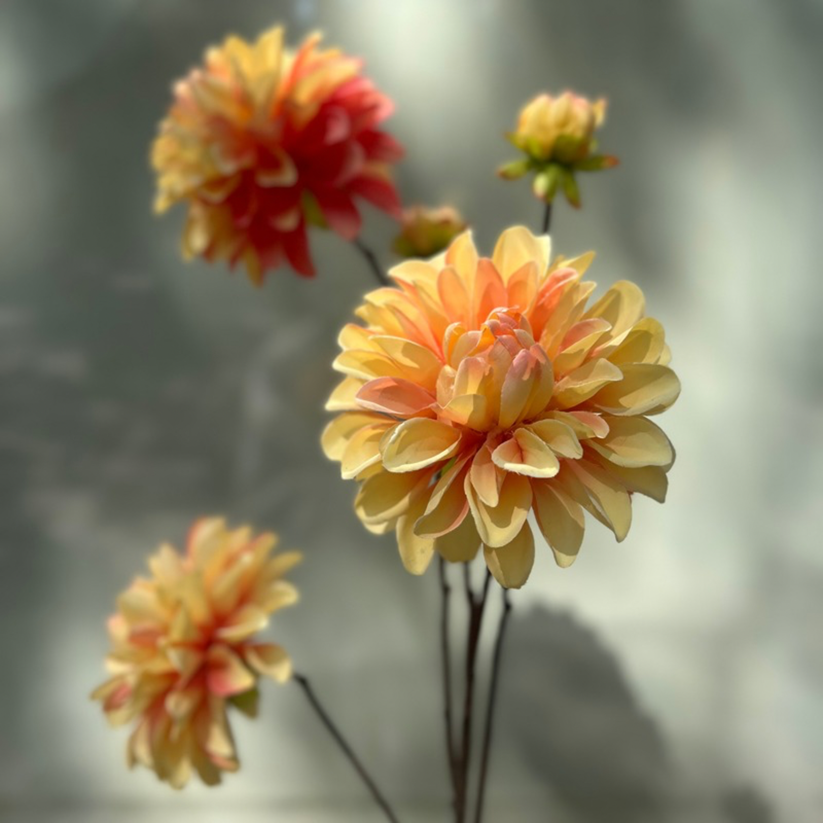 Zijden bloem - Dahlia spray - Oranje