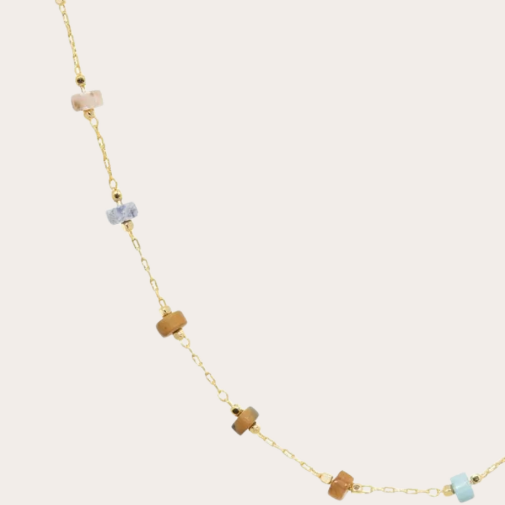 Fijn kort kettinkje met edelsteentjes / more colours - Licht groen