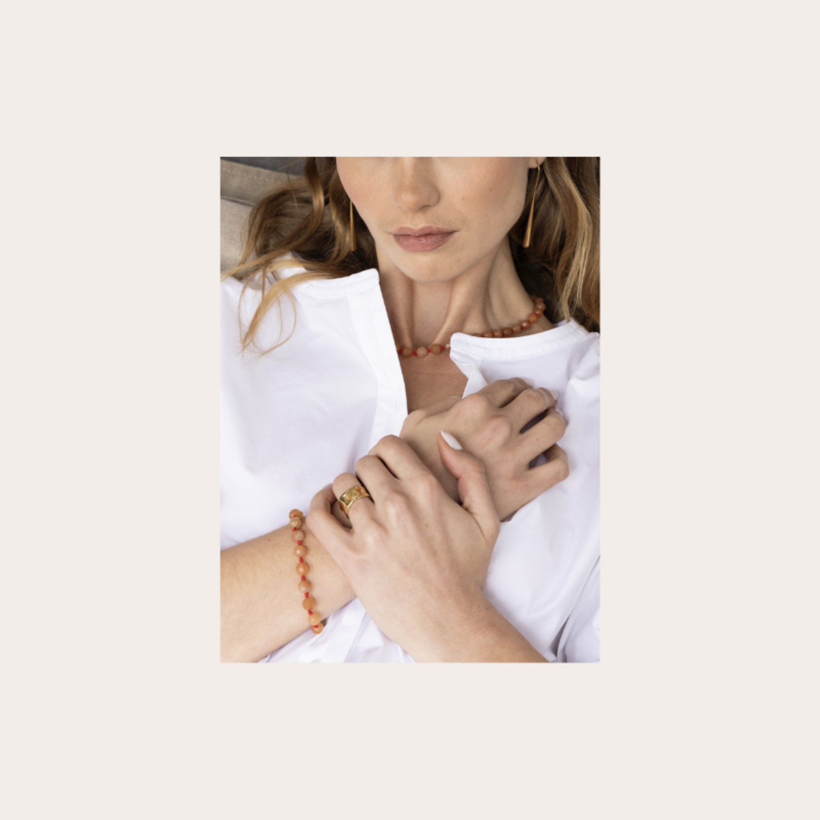 Gemstone armband burnt orange