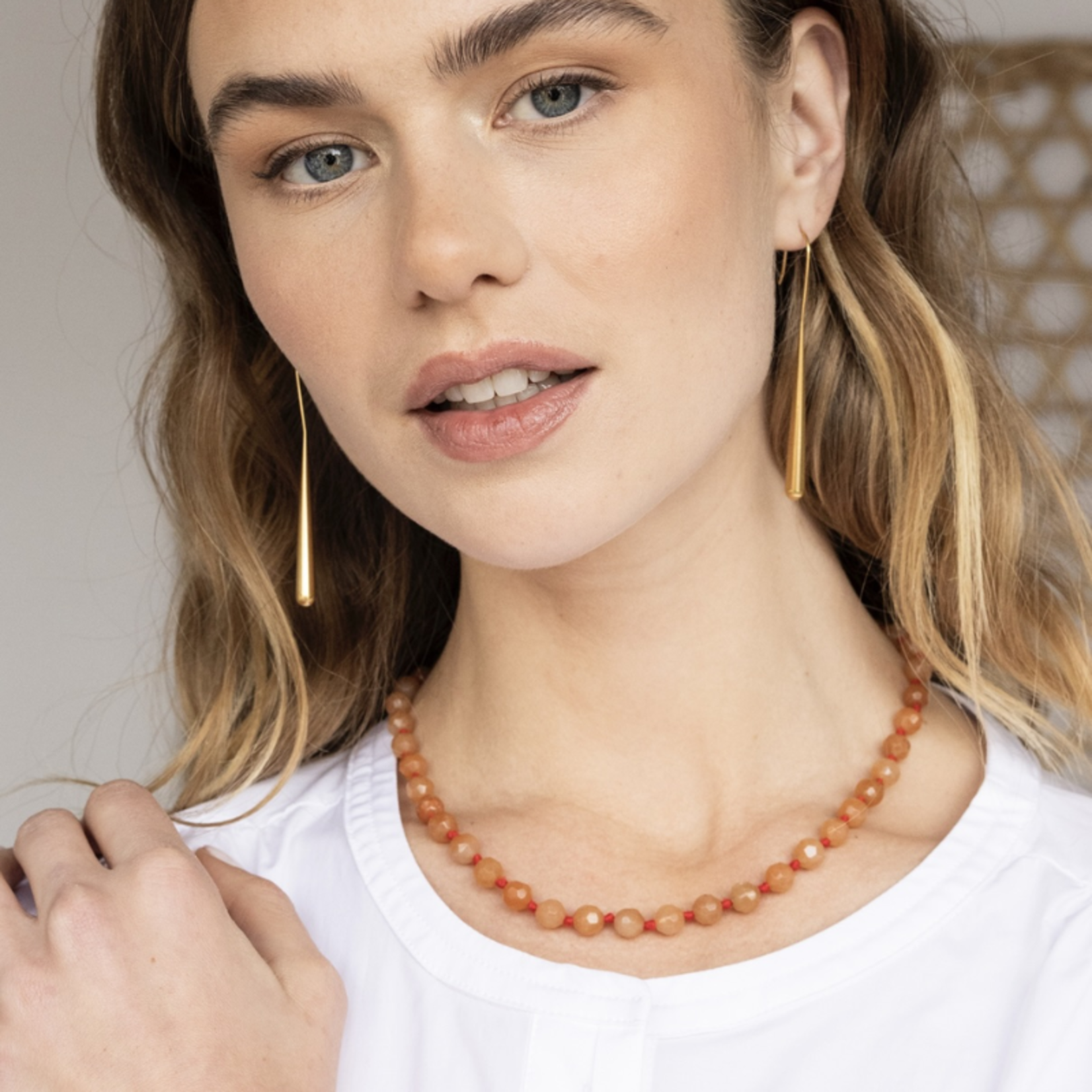 Gemstone ketting burnt orange
