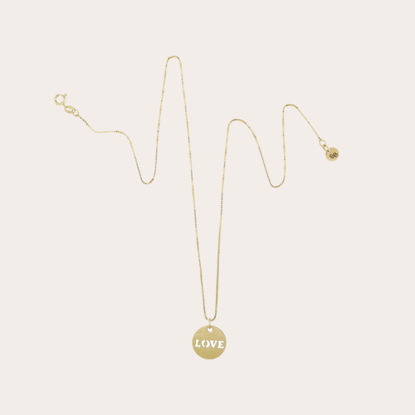 Ketting met rond LOVE hangertje - 18 inch