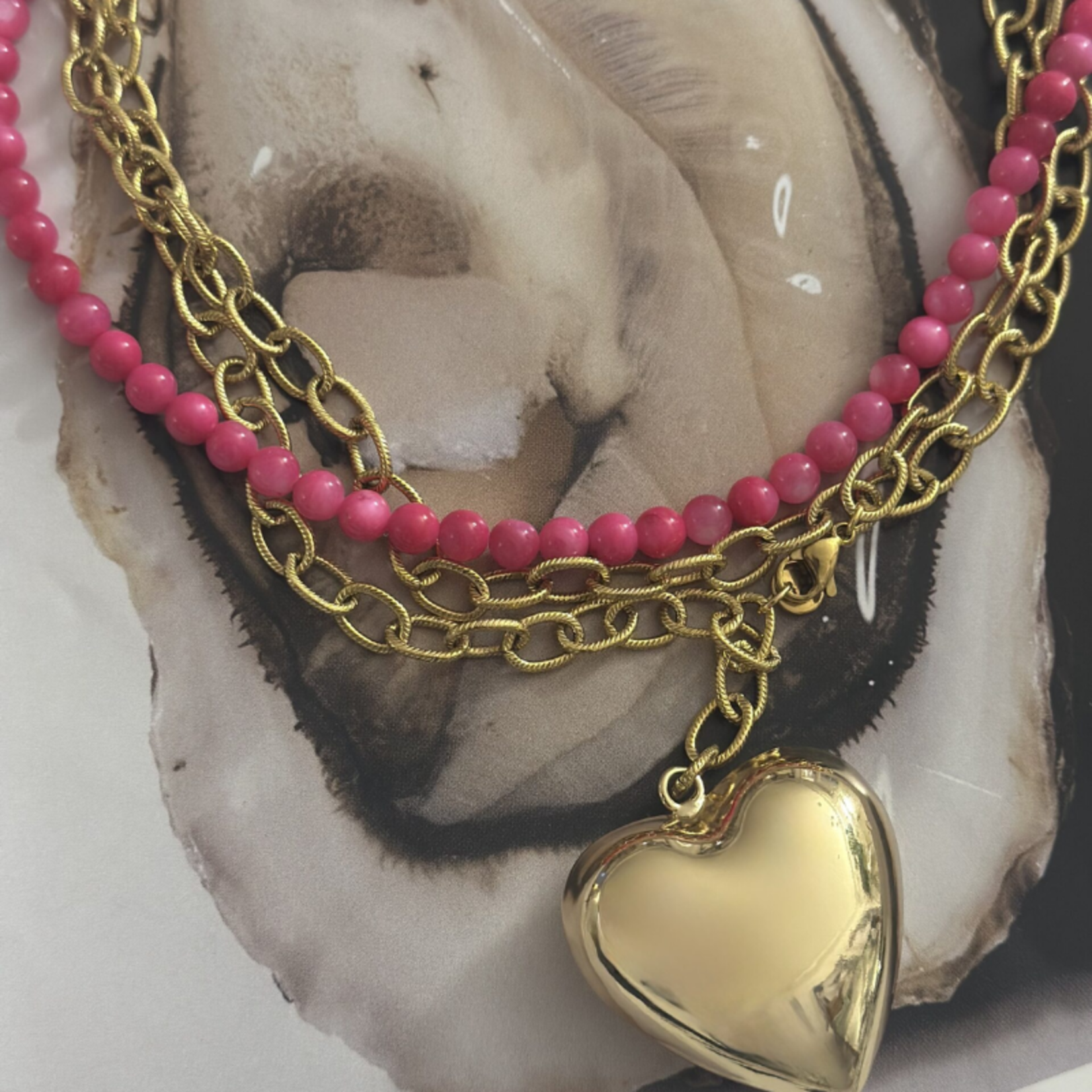 Schelpkettinkje fel roze