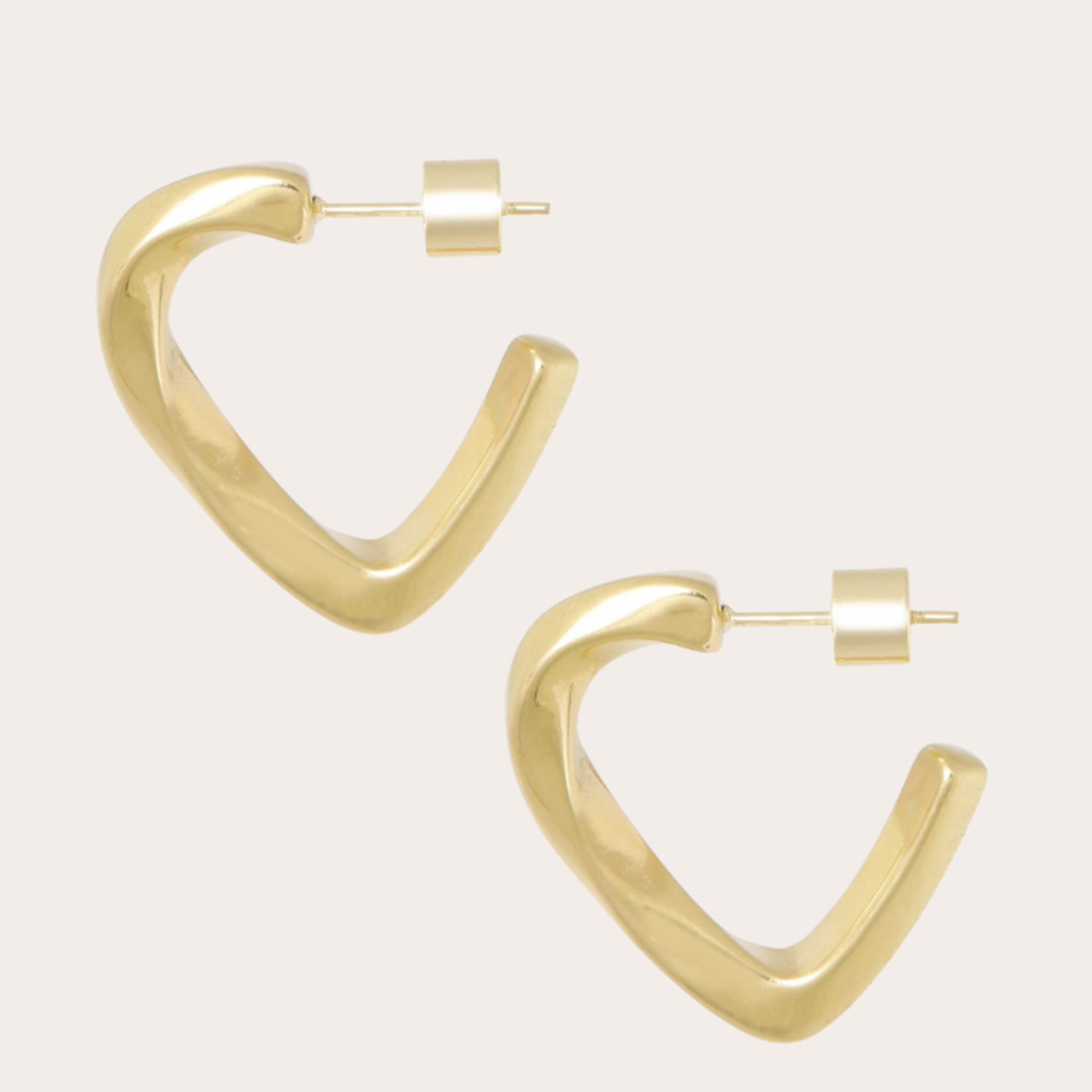 Vergulde "hart" oorstekers (2.5cm)