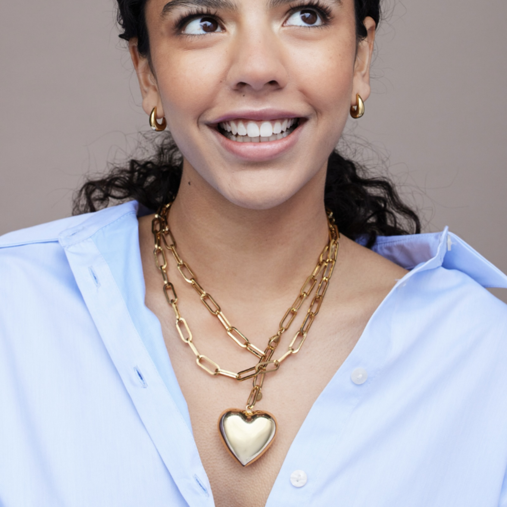 Schakelketting met grote "hart" hanger