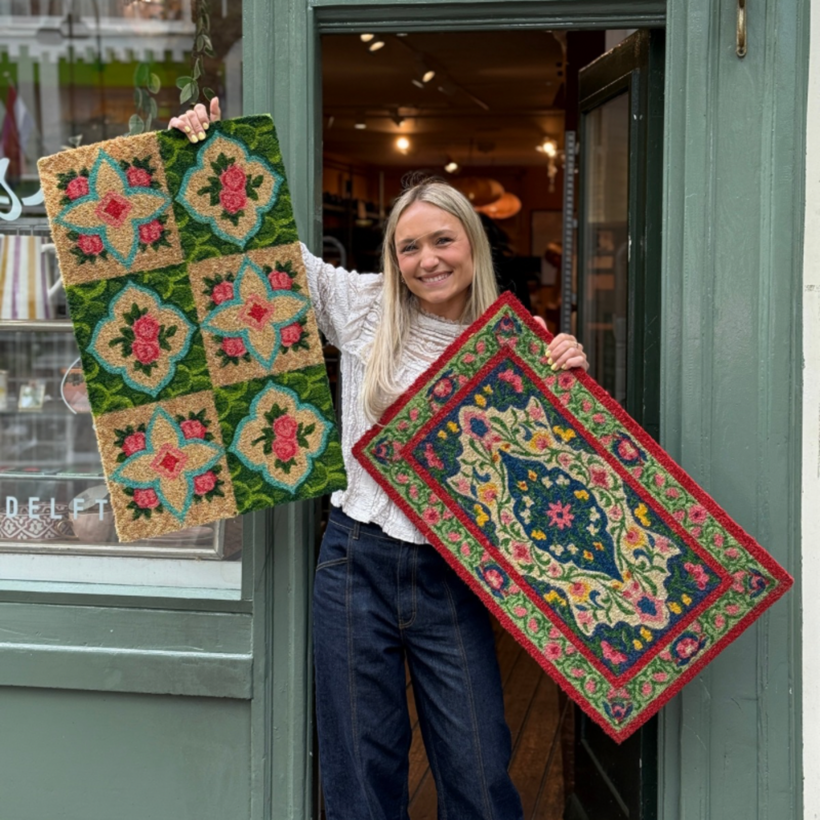 Deurmat - groen/turqouise