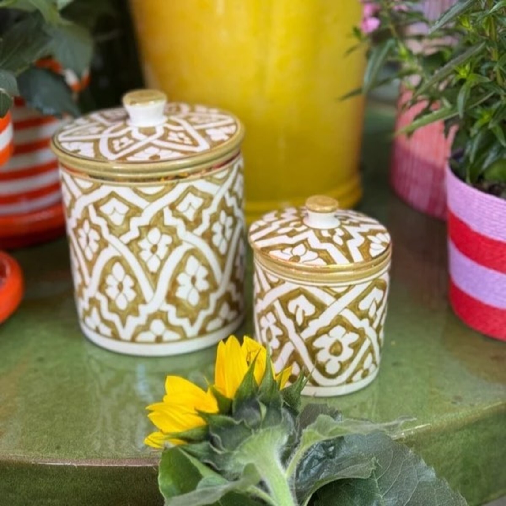 Chabi Chic Chabi Chic - voorraadpot - kaki bloemen M