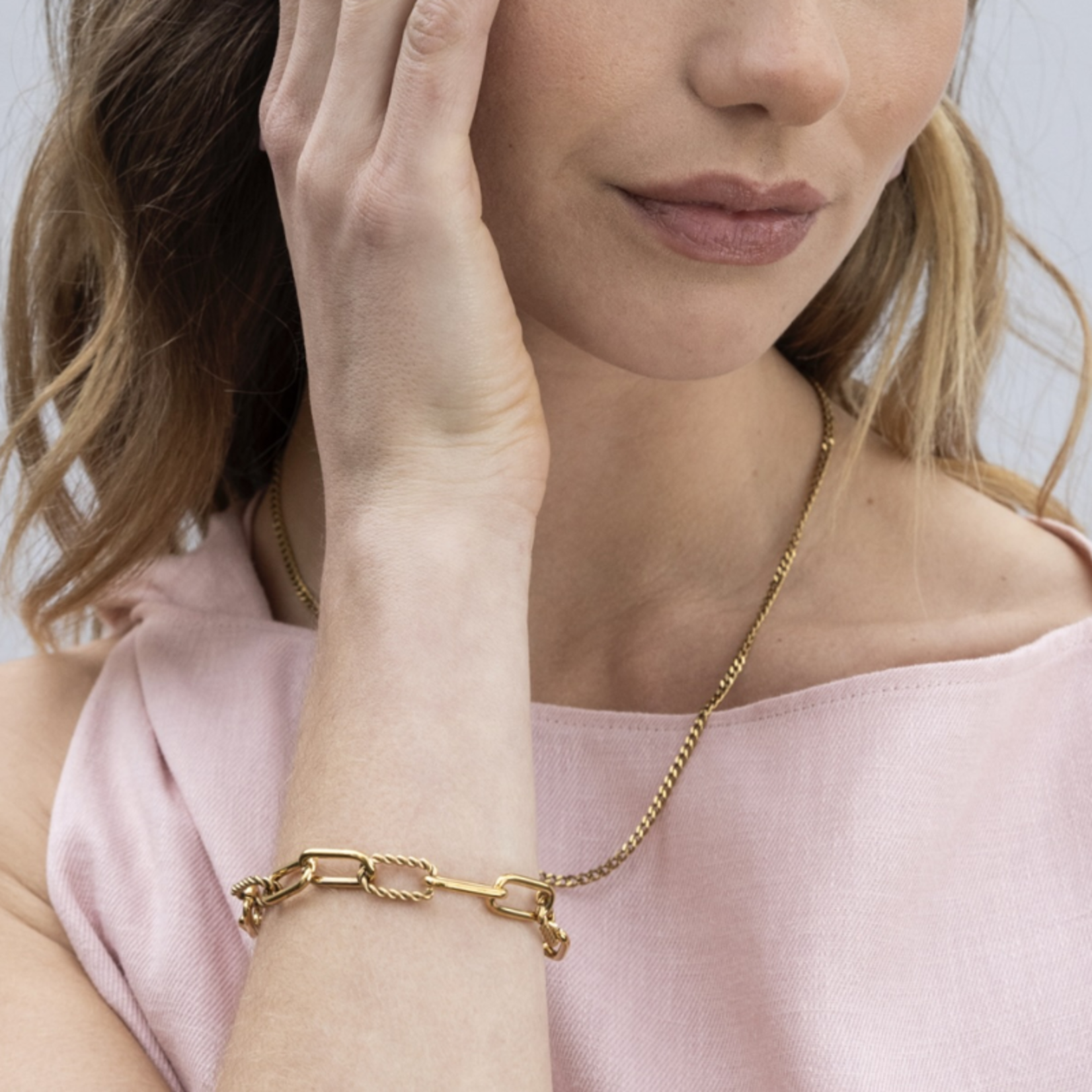 Armband met 2 verschillende ovale schakels