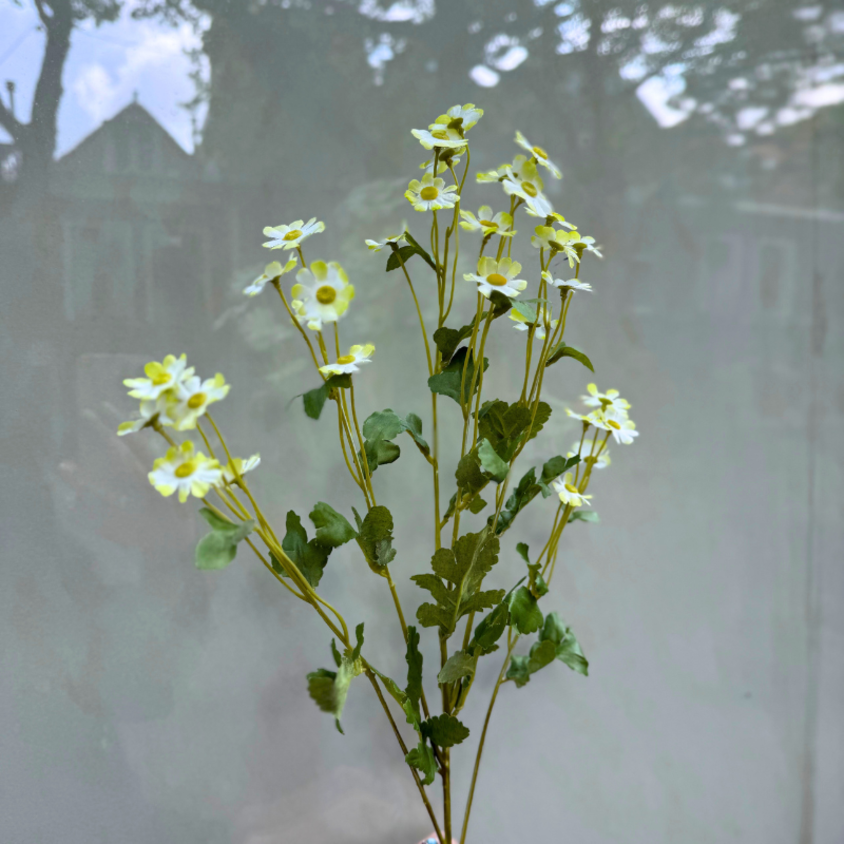 Zijden bloem - Madelief spray - creme