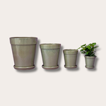 Geglazuurde potten met schotel - Groen