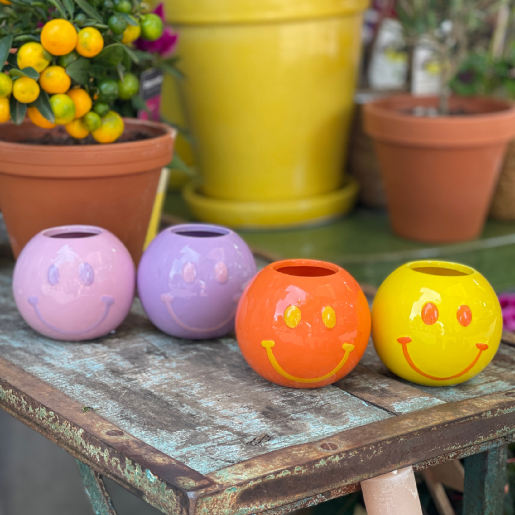 Pot - Smiley face - oranje