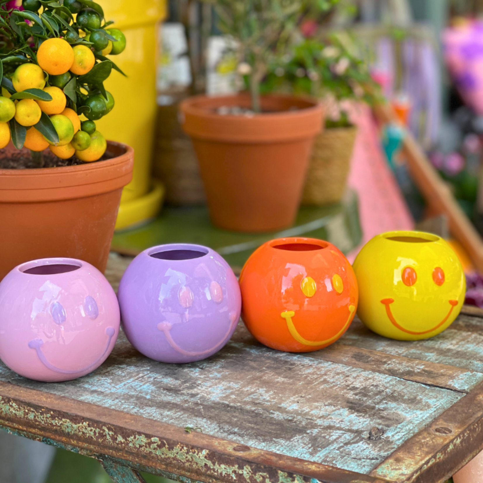 Pot - Smiley face - lila