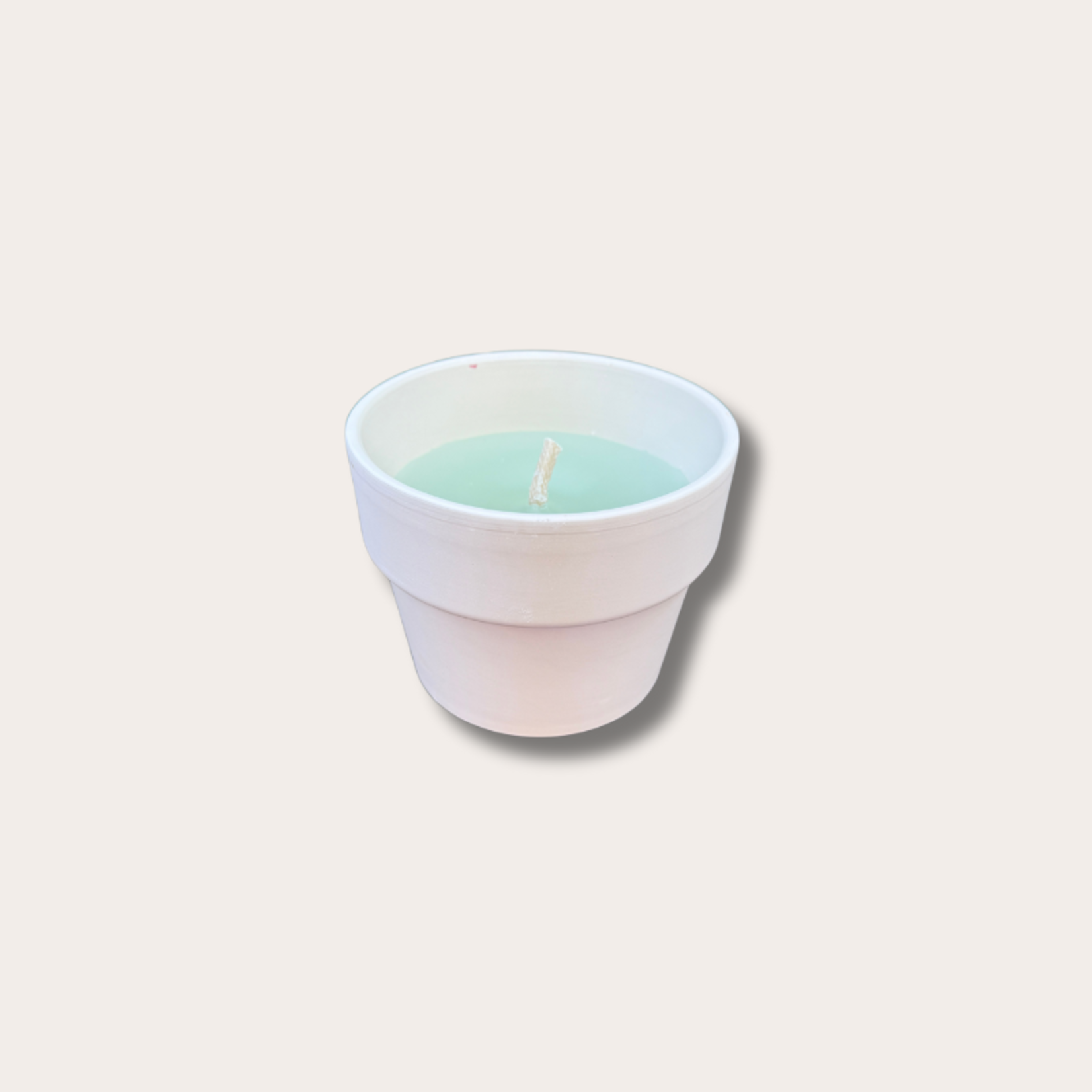 Buiten kaars -  creme terracotta pot S - Licht Groen