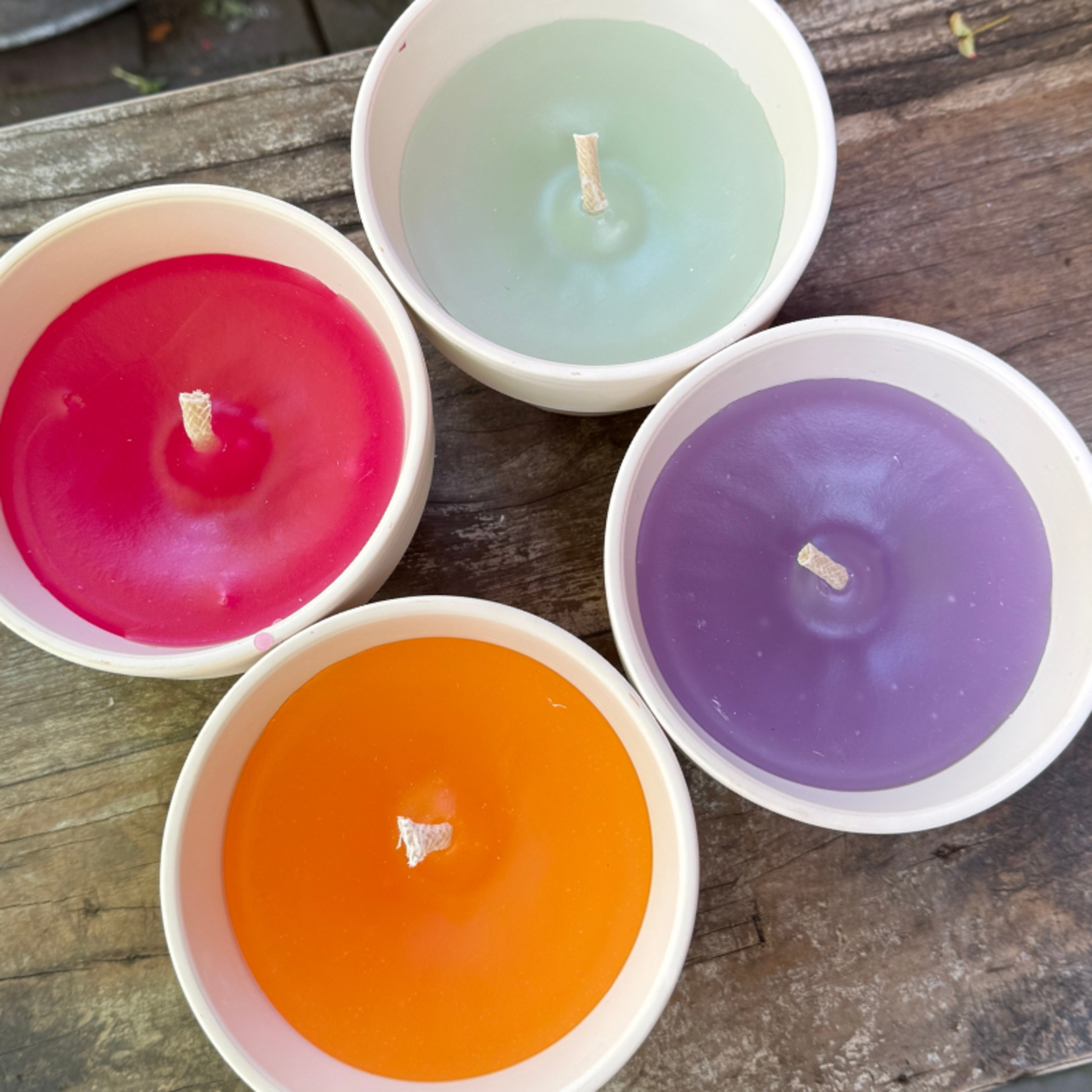 Buiten kaars - creme terracotta pot S - Oranje