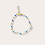 Verguld enkelbandje met emaille staafjes / more colours - Blauw