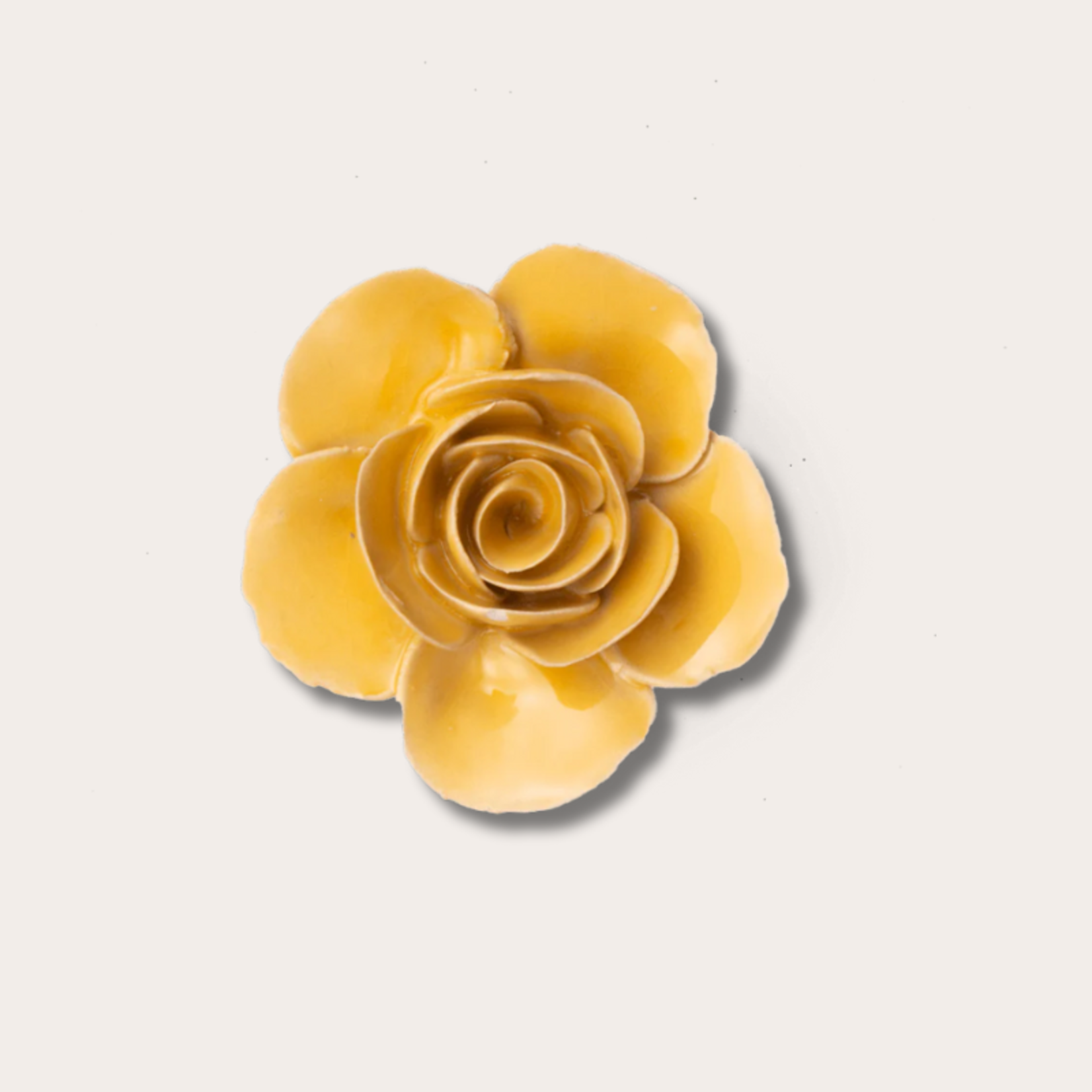 Keramieken bloem - Roos - Geel