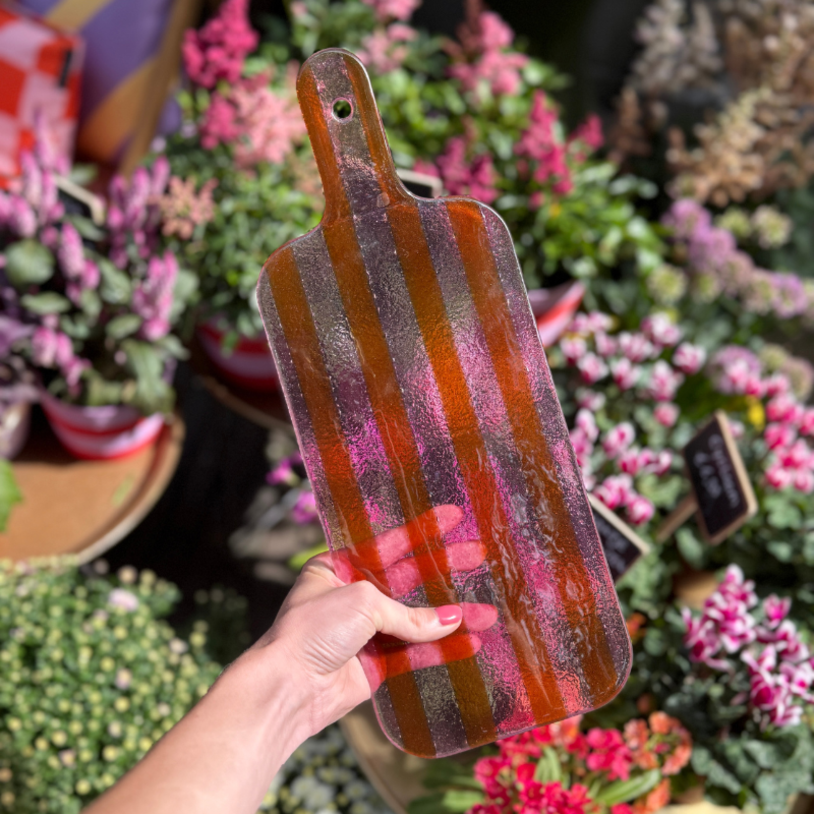 Borrelplank - Glas - Oranje/roze - S